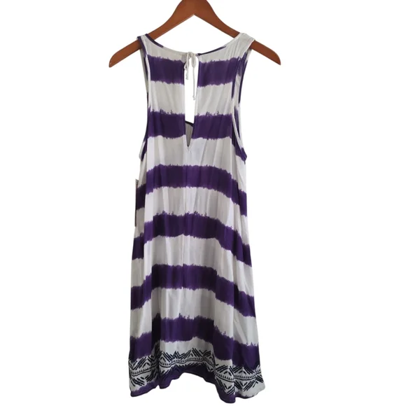 NWT Purple and White Dress Striped Sleeveless Dress Roxy Size Small - Picture 2 of 5